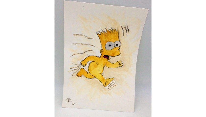 "Non correrò nudo per strada" tavola originale di Bart Simpson di J.E.