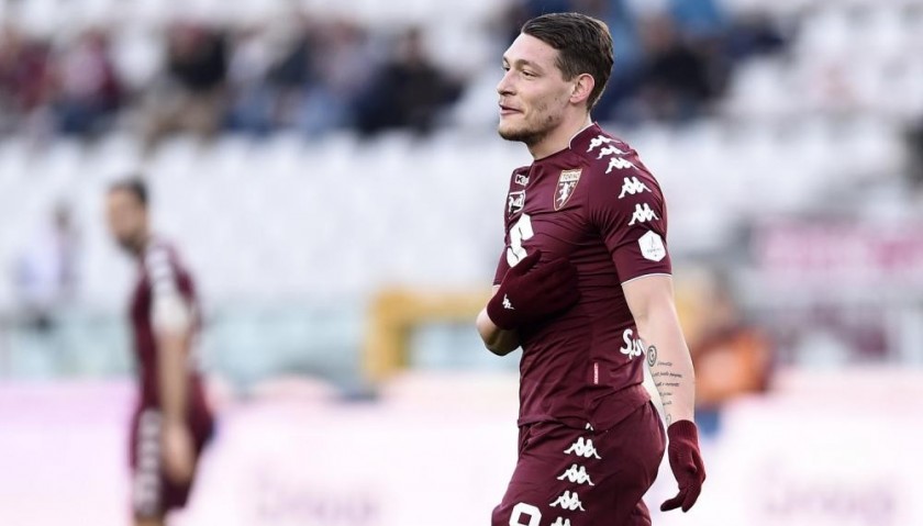 Belotti's Match-Issued Torino-Benevento Shirt with Special Patch