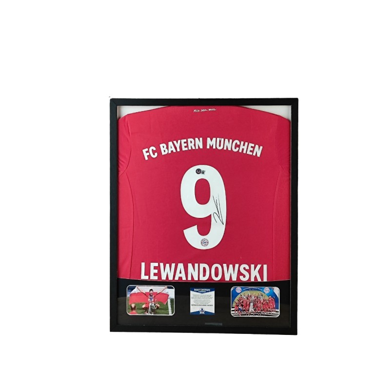 Maglia Robert Lewandowski Bayern Monaco in cornice deluxe di alta qualità - Autografata