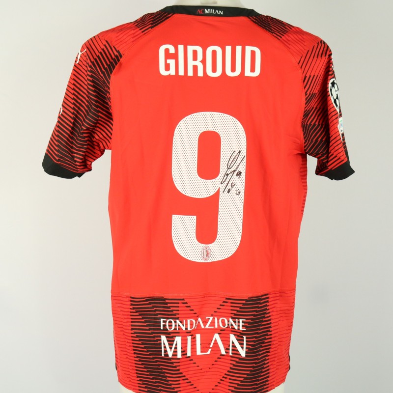Giroud Official Milan Signed Shirt, UCL 2023/24 
