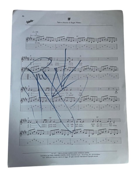 Roger Waters of Pink Floyd Signed Sheet Music