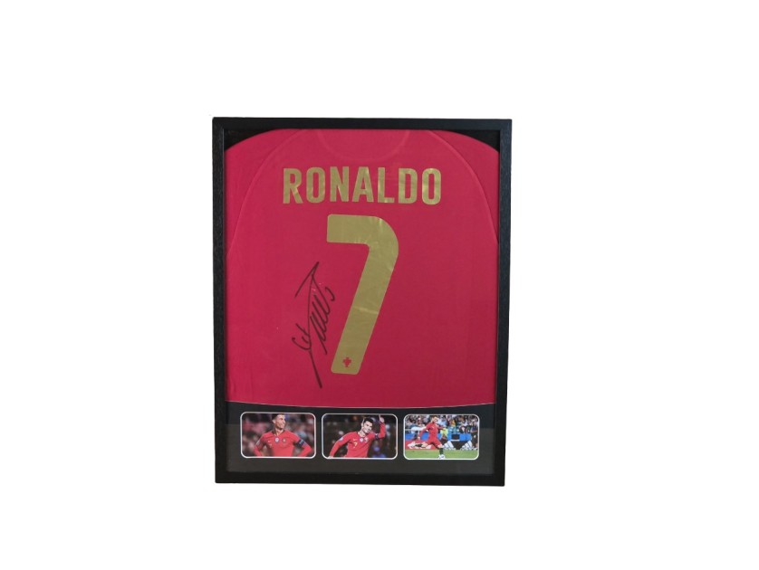 Cristiano Ronaldo's Portugal Signed Shirt in a Deluxe High-Quality Frame