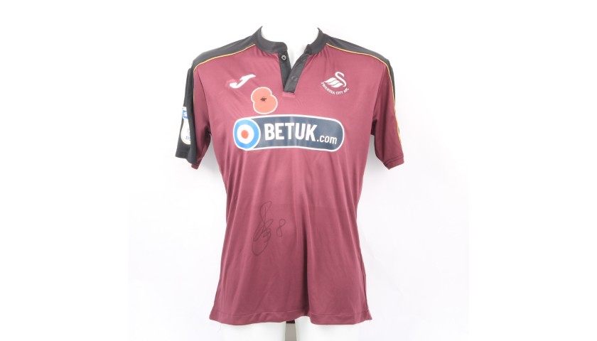 Fer's Swansea City Match-Worn and Signed Poppy Shirt