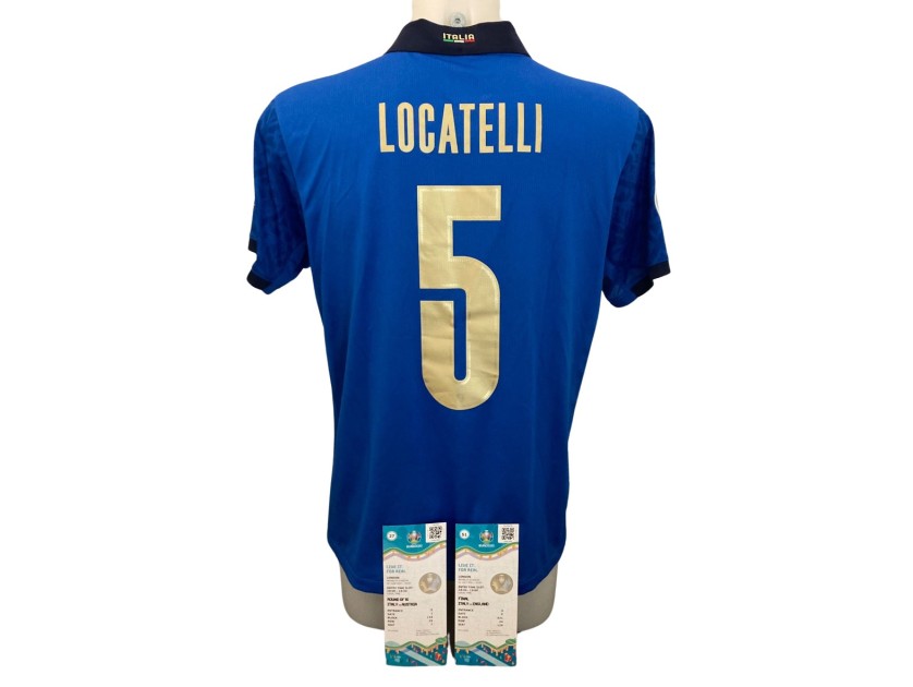 Locatelli's Italy Match Shirt, EURO 2020 + Tickets of 16th Finals and Final