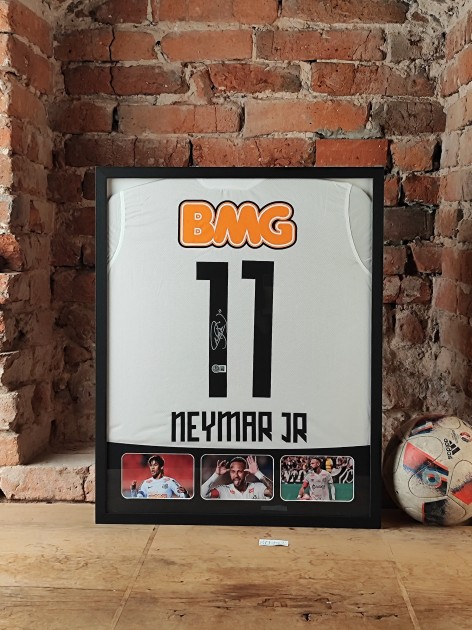 Maglia Neymar Santos FC in cornice deluxe di alta qualità - Autografata