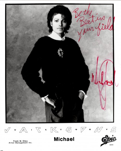 Michael Jackson Signed Photo Display with Inscription