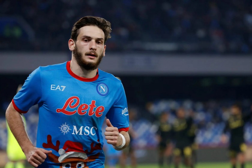 Kvaratskhelia Official Napoli Signed Shirt, Christmas Edition 2022/23 