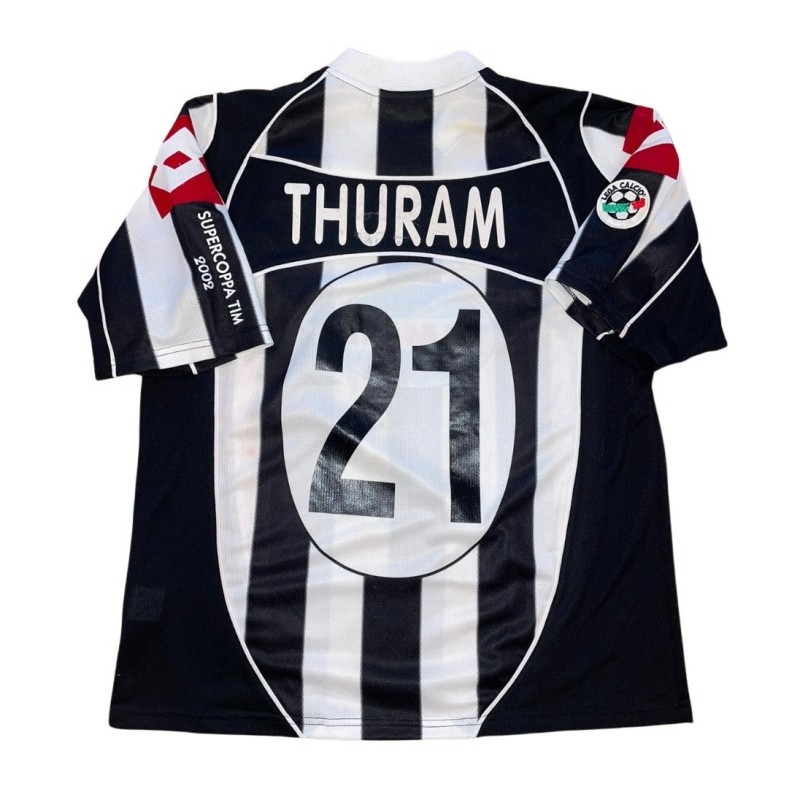 Maglia Thuram indossata Juventus vs Parma, Finale Supercoppa Italiana 2002