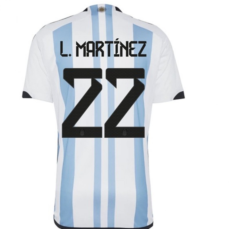 Lautaro's Argentina Fifa World Champions 2022 Shirt, Signed with Personalized Dedication 