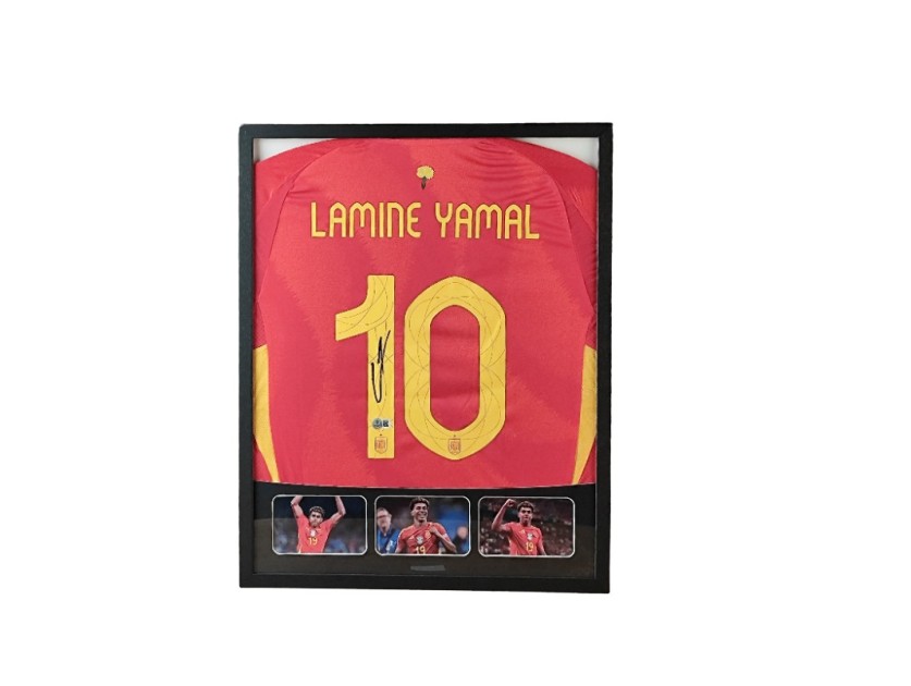 Maglia Spagna Lamine Yamal - Autografata e incorniciata