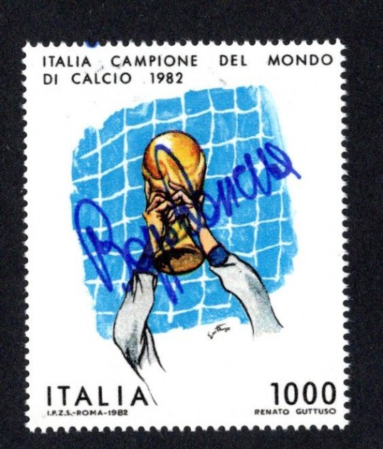 1,000 Lire 1982 Fifa World Cup - Stamp Signed by Giuseppe Dossena