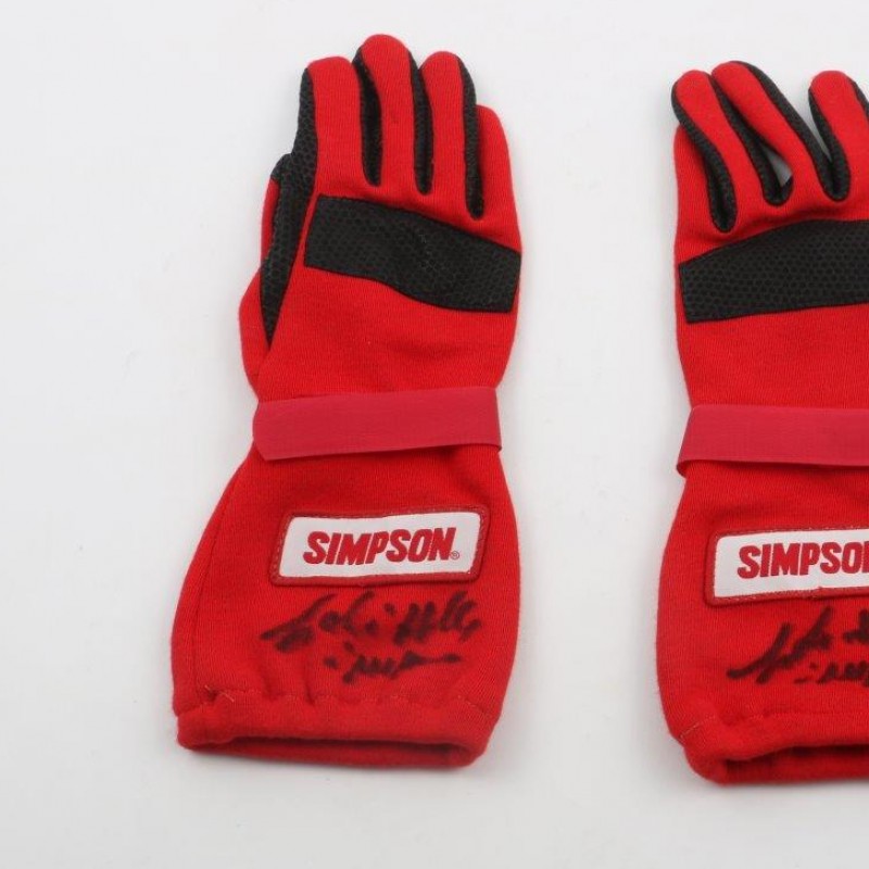 Ferrari Challenge gloves, Worn and Signed by D.Schiattarella