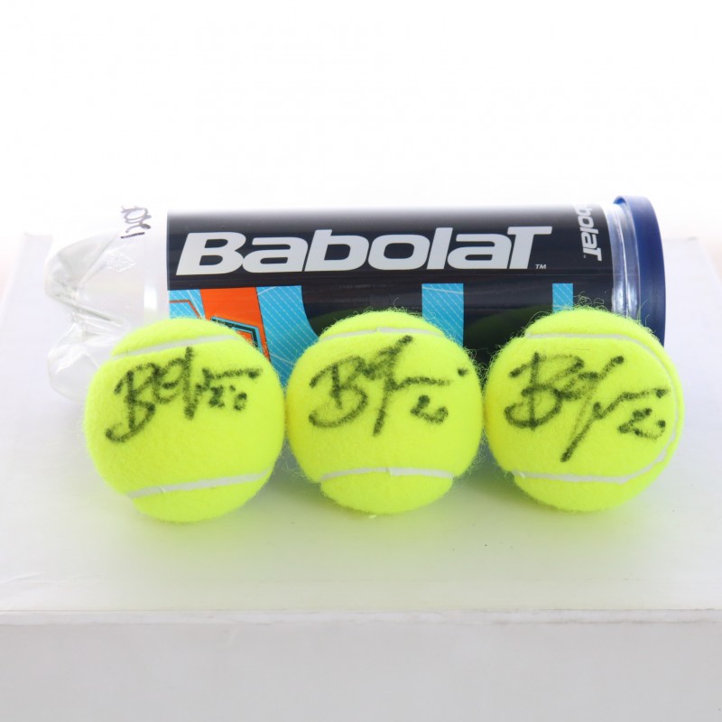 Set of Three Babolat Padel Balls Signed by Bergomi
