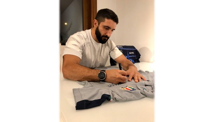 Official Italy Rugby Polo Shirt, 2019/20 - Signed by Tito Tibaldi