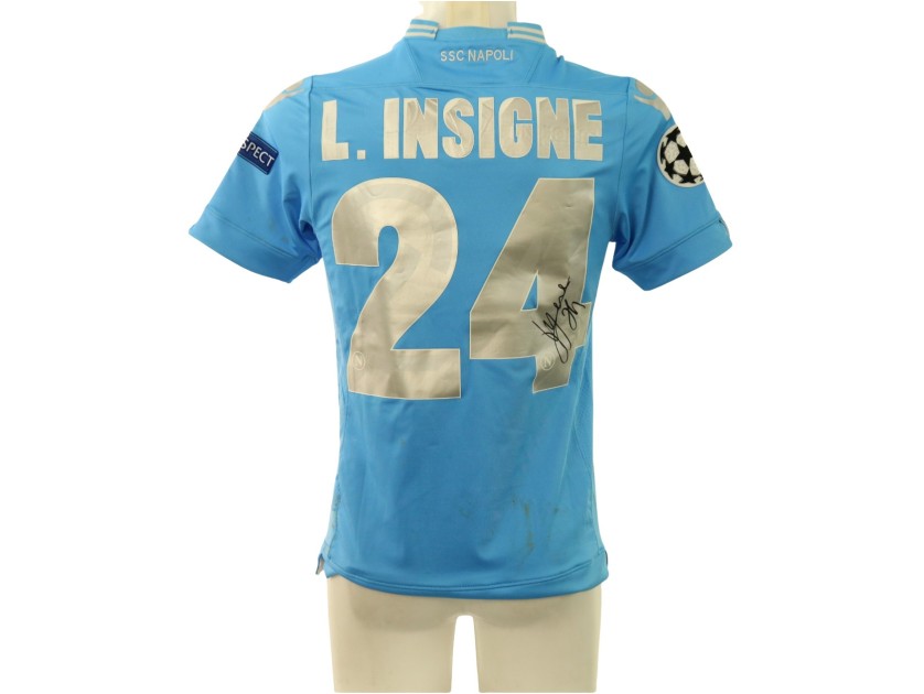 R - Insigne's Napoli Signed Match-Worn Shirt, UCL 2014/15