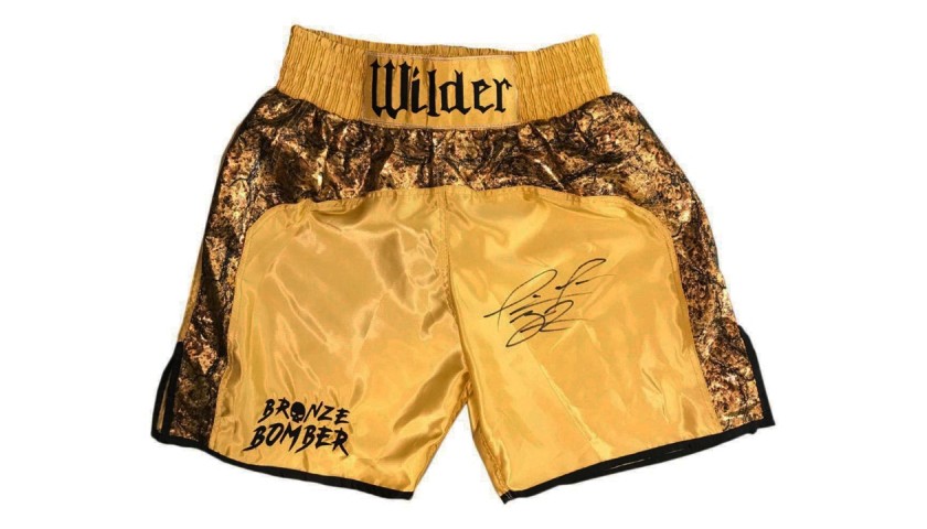 Signed Deontay Wilder Boxing Shorts - Heavyweight Champion Bronze Bomber