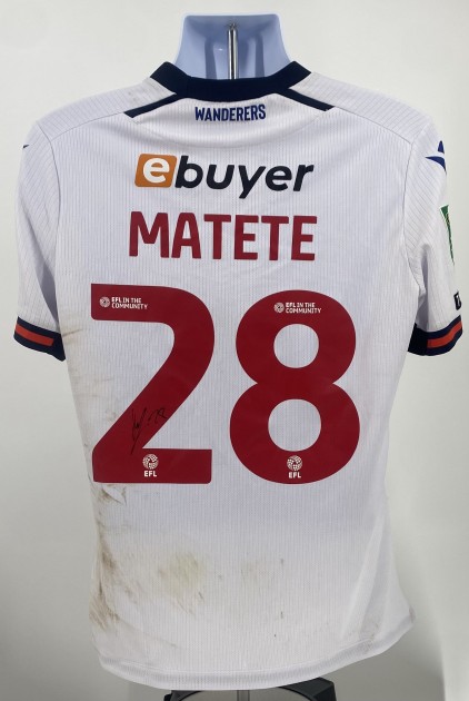 La maglia firmata di Jay Matete del Bolton Wanderers indossata durante la partita