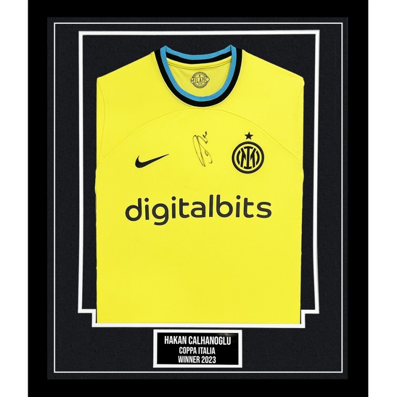 Hakan Calhanoglu's Inter Signed and Framed Coppa Italia Winner 2023 Shirt