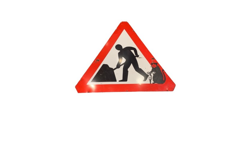'Drill Rat' Road Sign by Banksy - Dismaland Souvenir