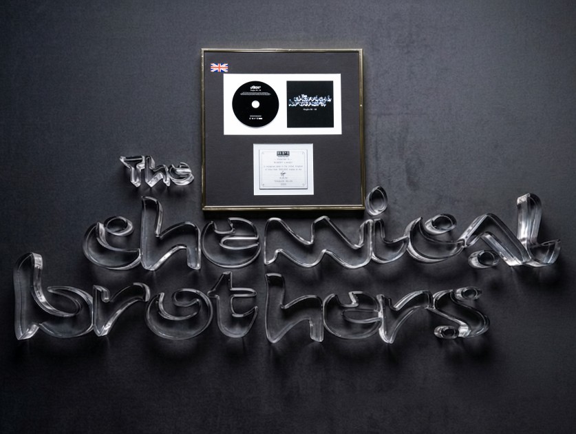 Glass Letters from The Chemical Brothers' Singles 93-03 Album Artwork & Platinum Disc