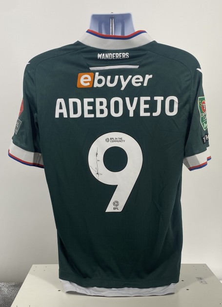 Maglia da trasferta firmata da Victor Adeboyejo del Bolton Wanderers, contro l'Arsenal