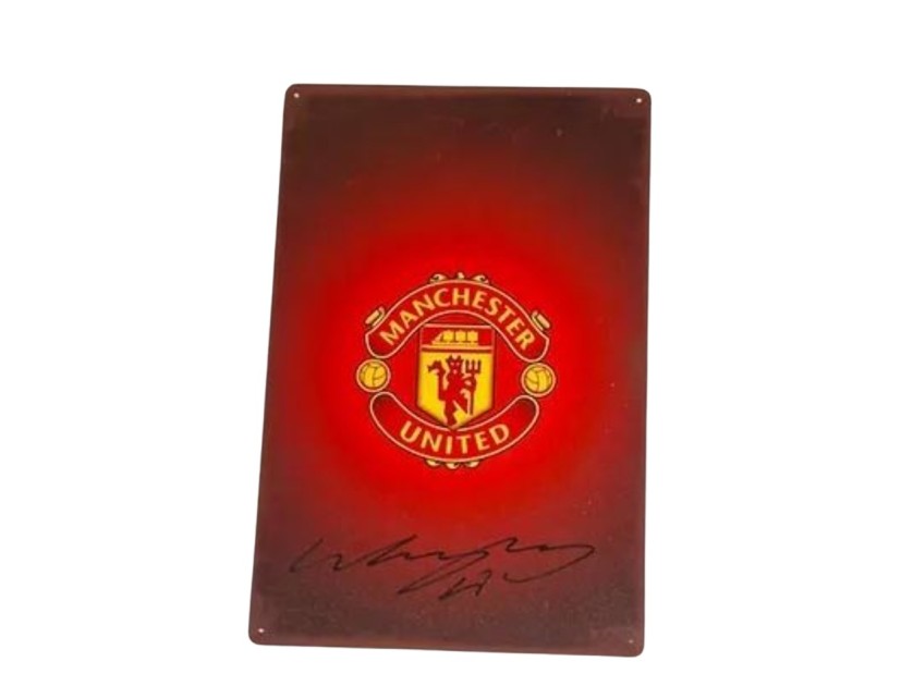 Cartello Stradale Manchester United - Autografato da Wayne Rooney 