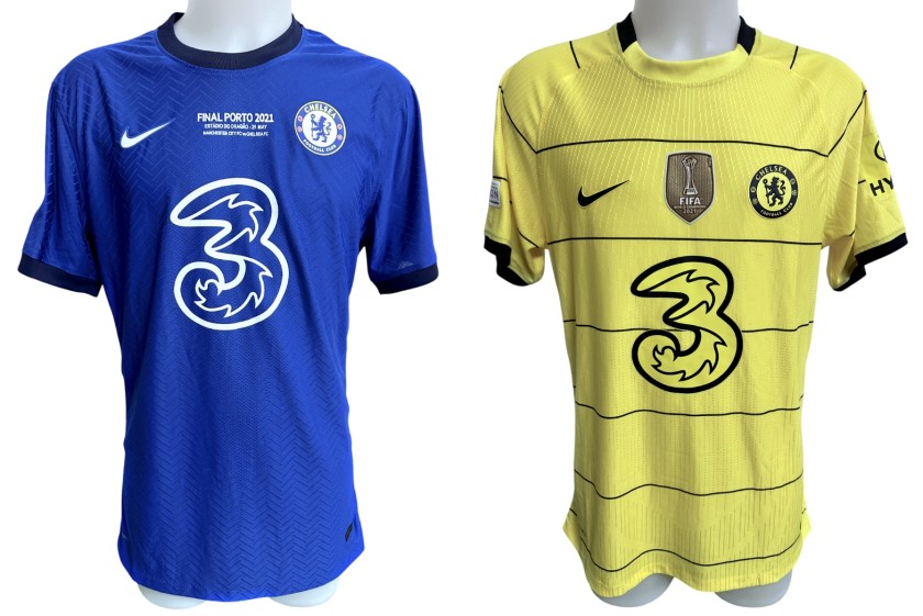 Collection of Two Mason Mount's Chelsea UCL Signed Replica Shirts