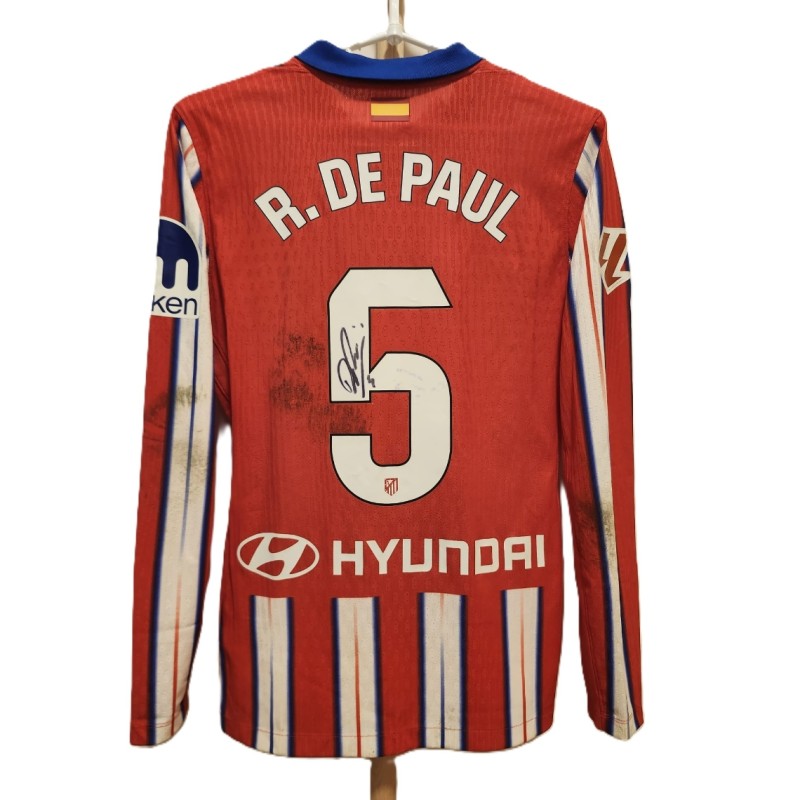 De Paul's Atletico Madrid 2024/25 Signed Match Worn Shirt vs Villarreal 