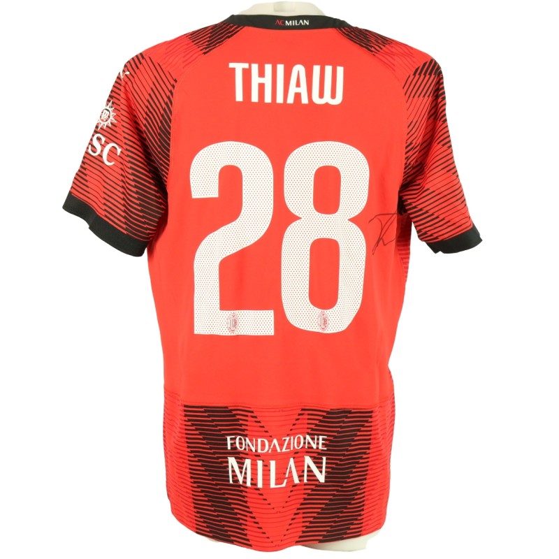 Thiaw's Milan Official Signed Shirt, UCL 2023/24