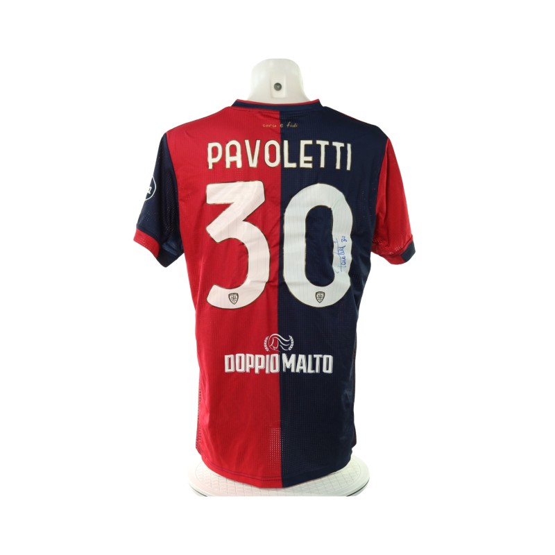 Pavoletti's Signed Unwashed Shirt, Cagliari vs Milan 2024