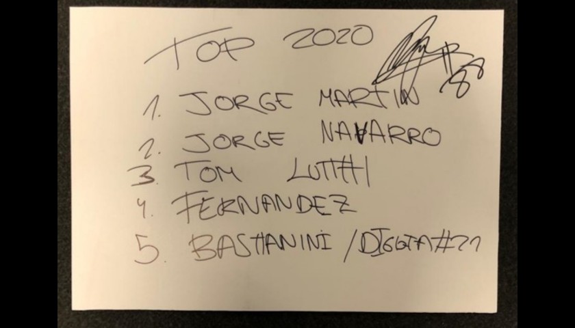 Signed Board of Jorge Martin from the Unforgettable First Race Weekend of 2020 in Qatar