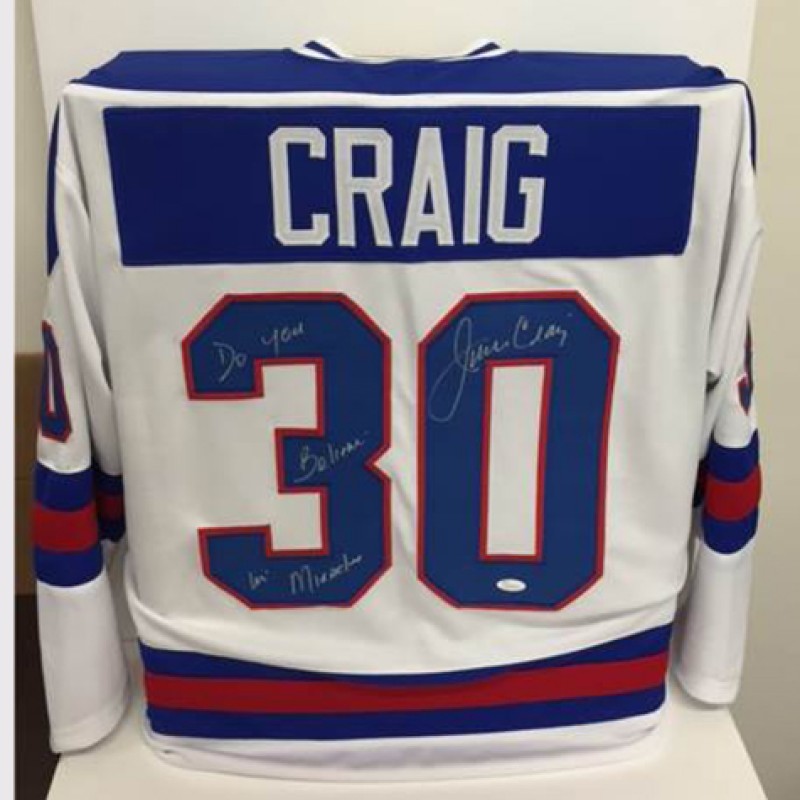 1980 USA Hockey Jersey Signed by Jim Craig