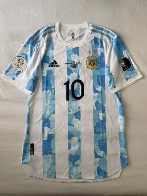 Lionel Messi's Argentina Copa America 2021 Final Match Issued Shirt Vs Brazil