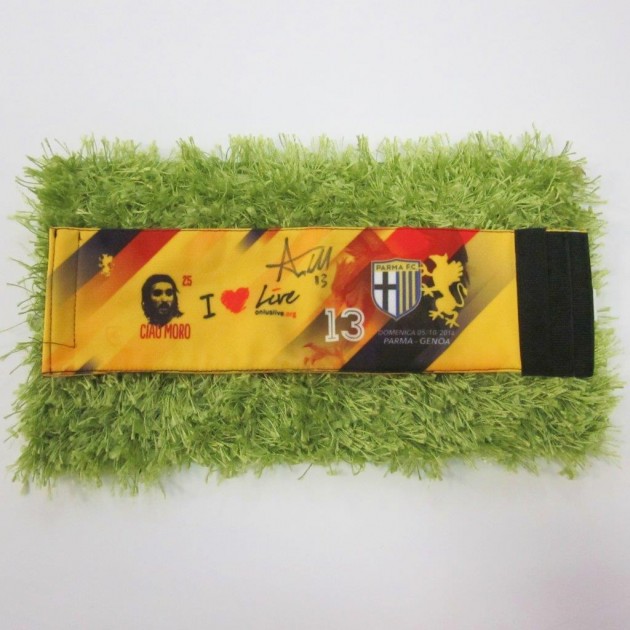 Genoa match worn Captain armband, Parma-Genoa 5/10/14 Serie A - signed by Antonelli 