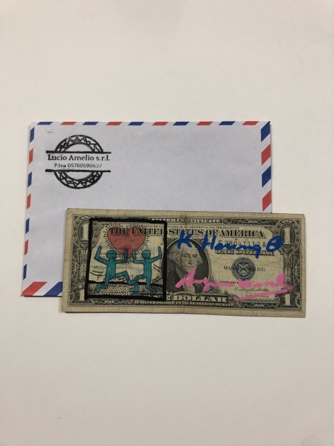 One-Dollar Bill Hand Signed by Keith Haring and Andy Warhol