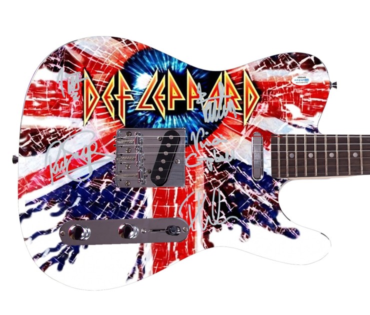 Chitarra Def Leppard firmata con grafica personalizzata