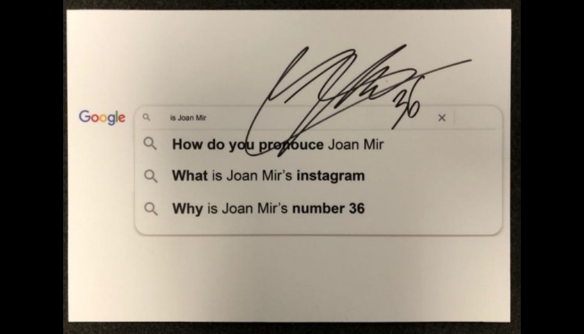 Signed Joan Mir 'Top 3 Google Searches' Board from the Grand Prix of Styria 