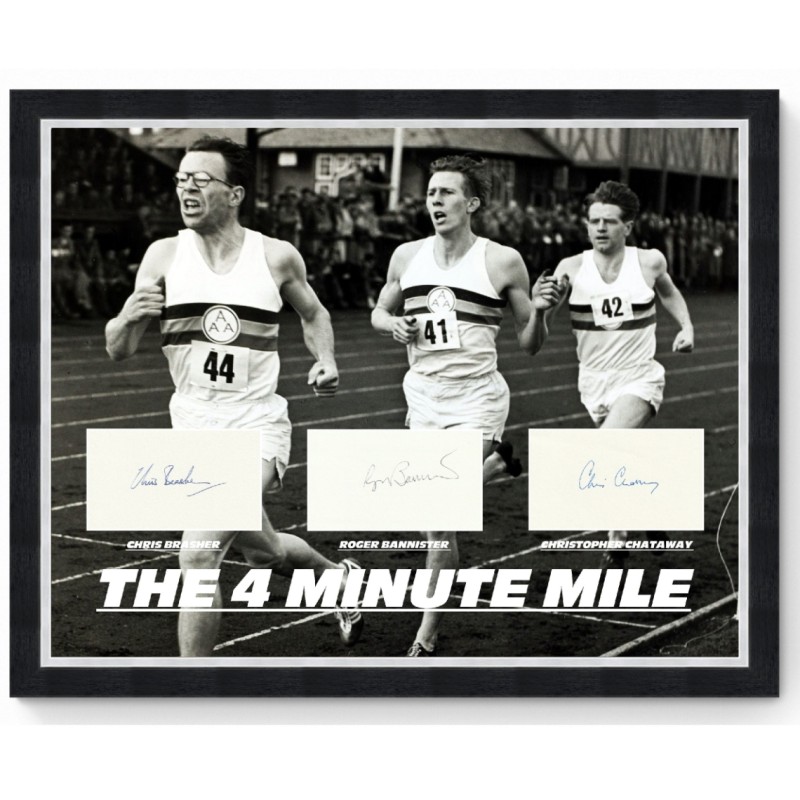 Bannister, Brasher and Chataway Signed The 4 Minute Mile Display