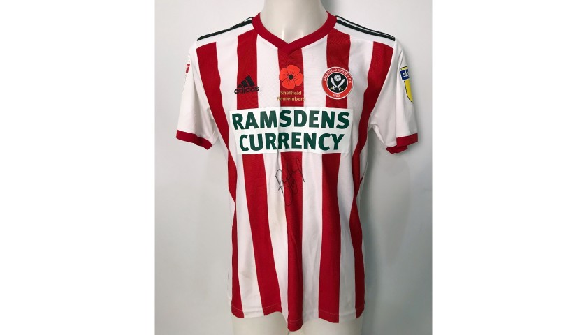 Billy Sharp's Sheffield United Worn and Signed Poppy Home Shirt 