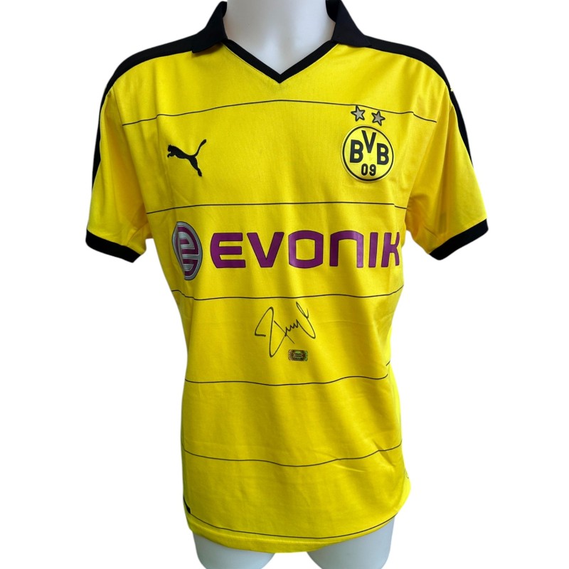 Borussia Dortmund Official Shirt, 2015/16 - Signed by Riedle