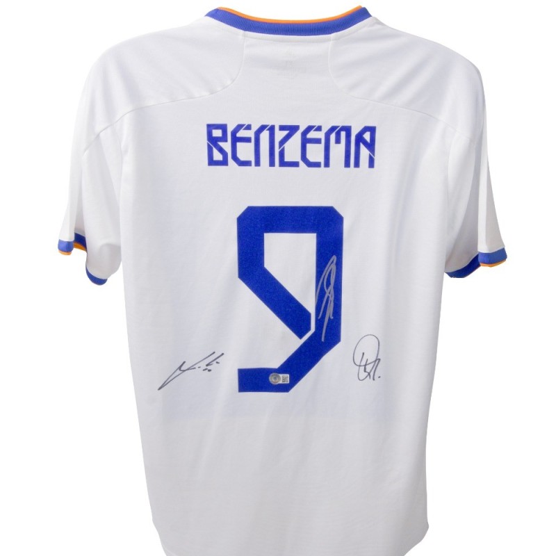 Official Real Madrid Shirt, 2021/22 - Signed by Benzema, Vini Jr & Modrić