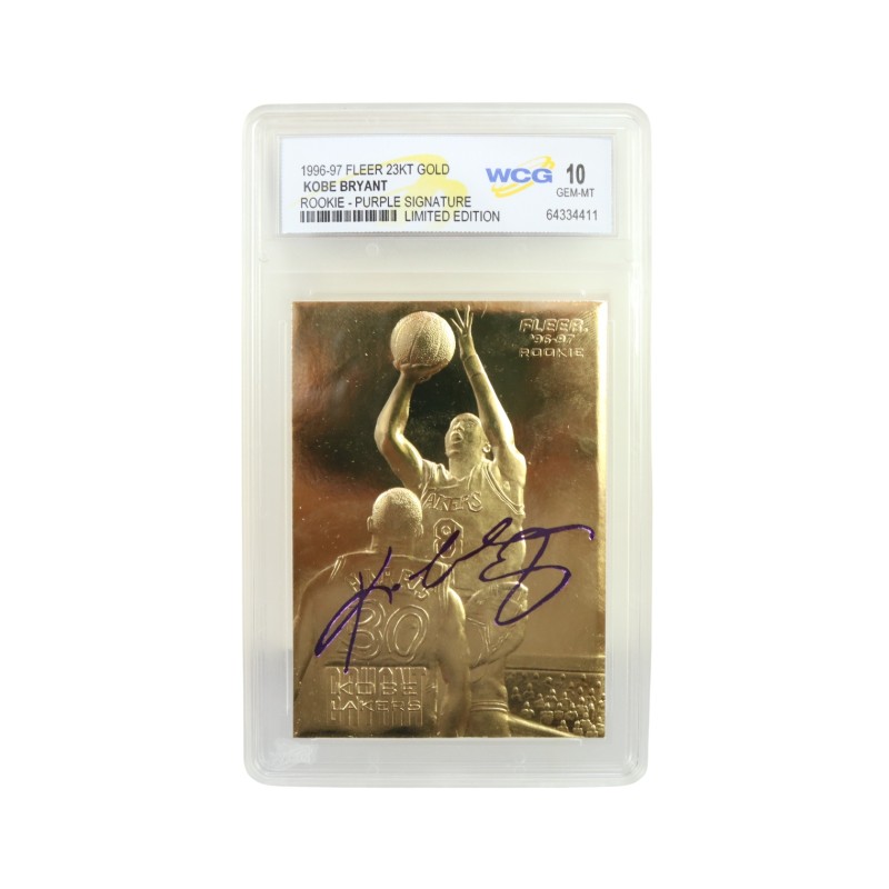 Card in oro Kobe Bryant Fleer Rookie Purple Signature, 1996/97