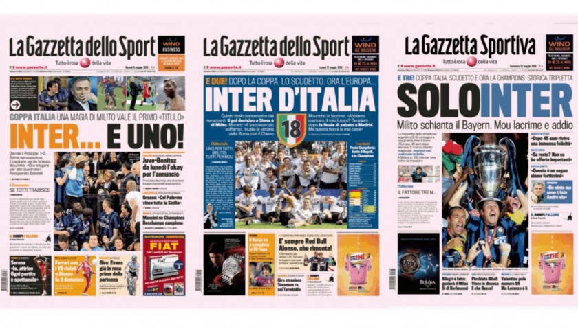 Trittico Triplete Inter - Lastre Gazzetta dello Sport - CharityStars
