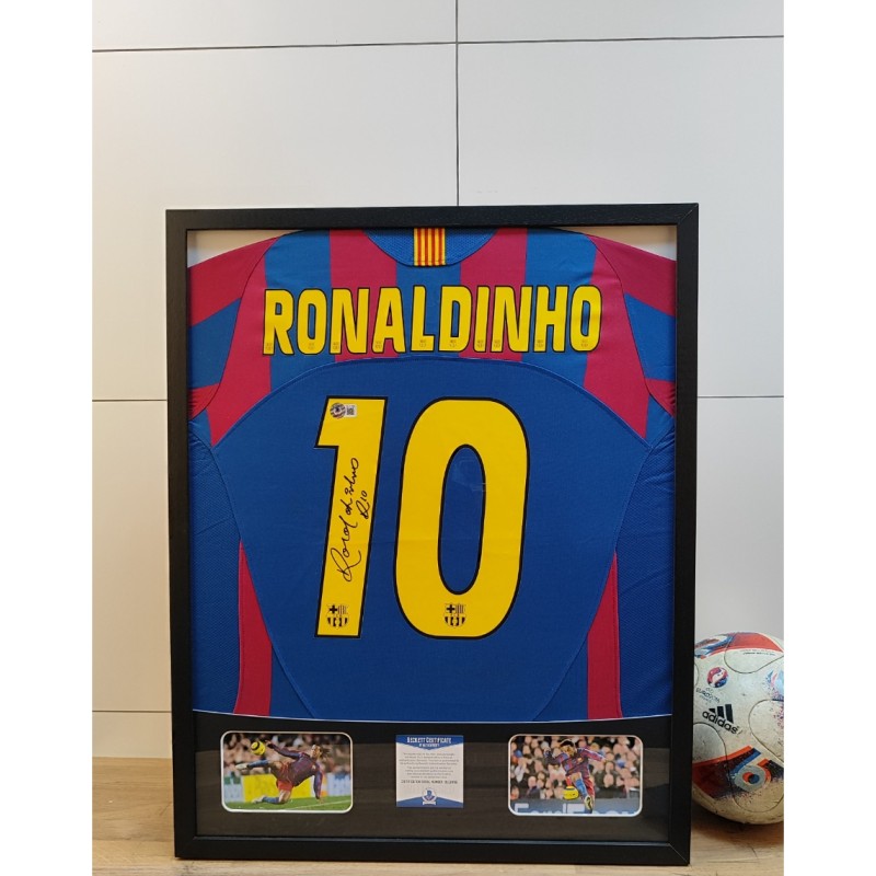 Ronaldinho's FC Barcelona Signed and Framed Shirt