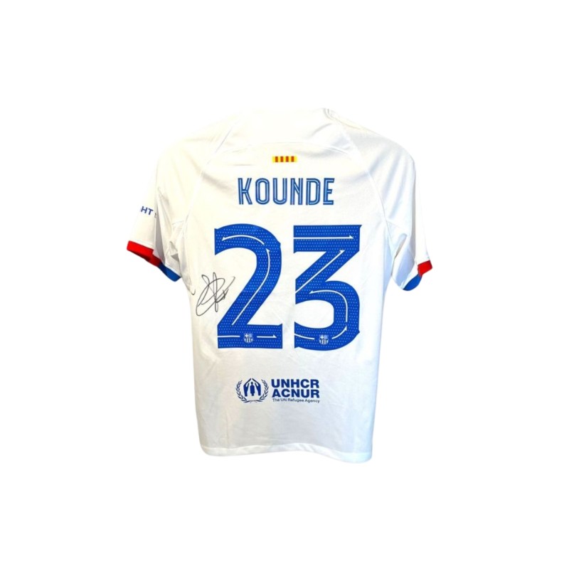 Maglia replica da trasferta del Barcellona firmata da Jules Kounde