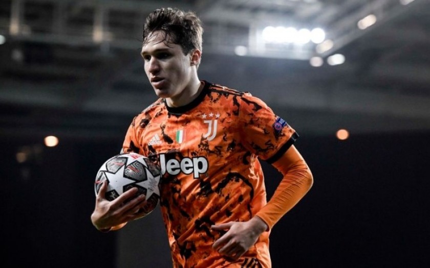 Chiesa's Juventus Match-Issued Shirt, UCL 2020/21