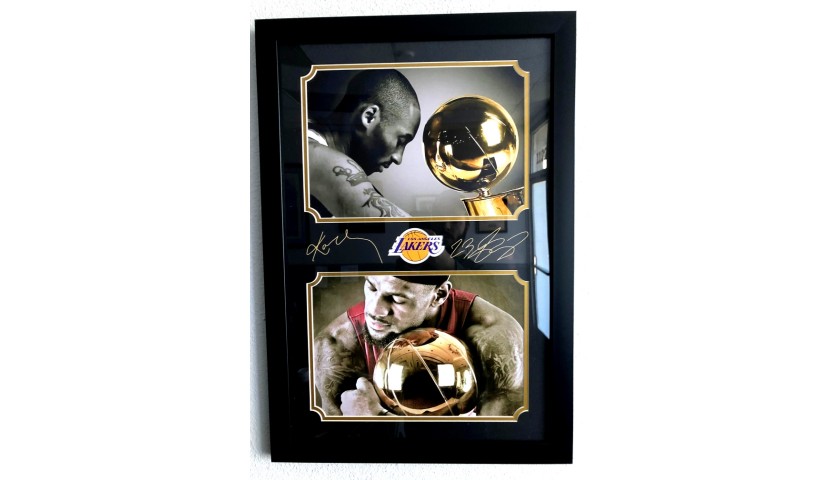 Kobe Bryant & Lebron James Framed Photo with Laser-Engraved Signatures