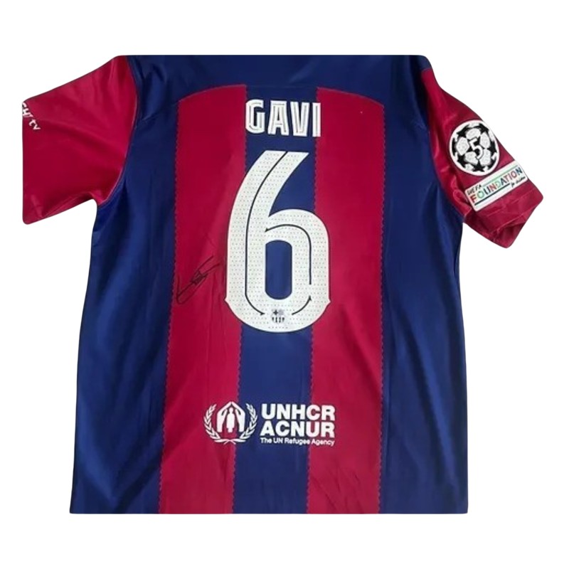 Gavi's FC Barcelona 2023/24 Signed and Framed Shirt