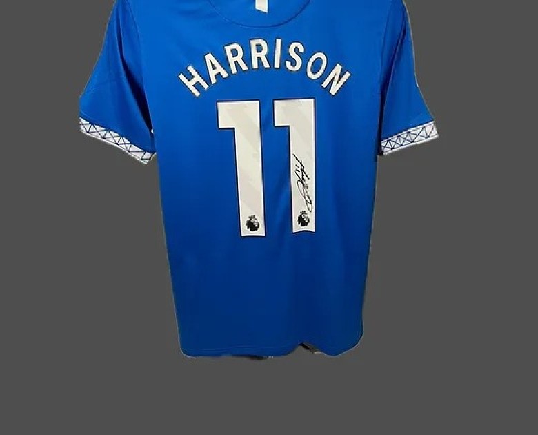 Camicia dell'Everton 2023/24 di Jack Harrison firmata e incorniciata
