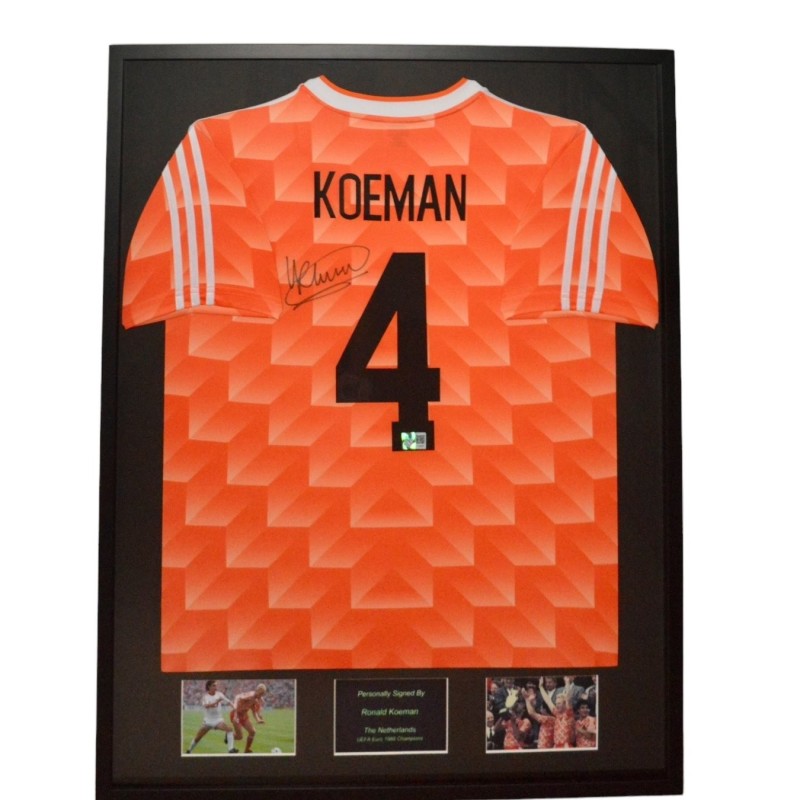 Maglia Ronald Koeman dell'Olanda 1988 firmata e incorniciata